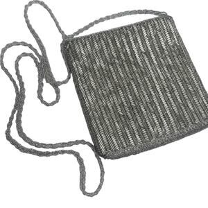 Beaded Silver Metallic Evening Bag with Chain Shoulder Strap Zip Closure Small